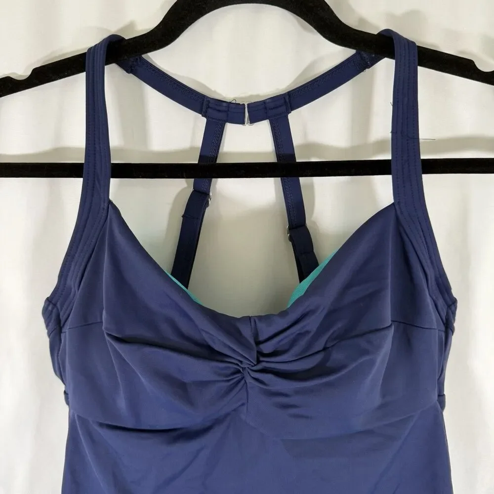 Title Nine Swim top Women's 32C Blue Padded Sleeveless Pullover Adjustable